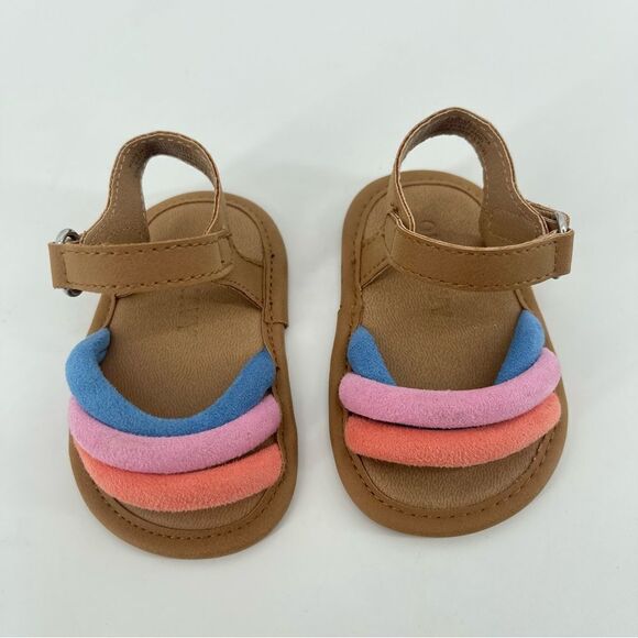 Old Navy Baby Girl’s Gradiant Rainbow Strappy Mixed Material Sandals 3 Months - Picture 3 of 14